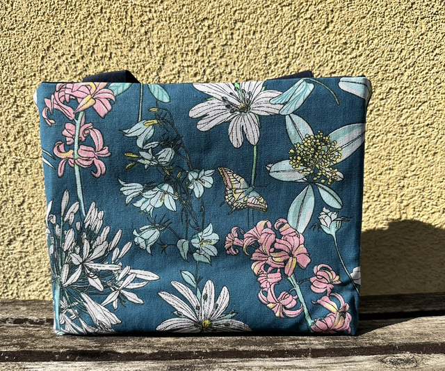 Petit sac bleu fleuri 