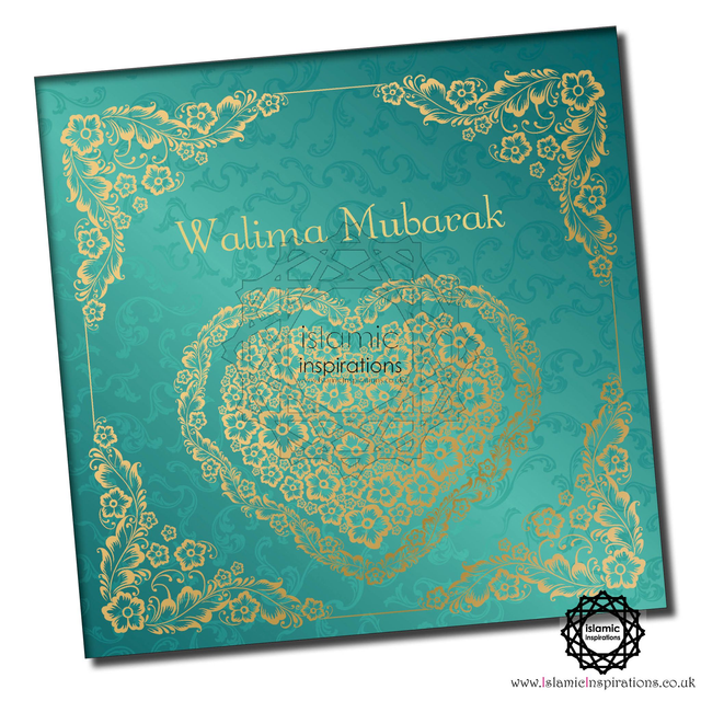 Gold Heart Walima Mubarak Greeting Card WWC039