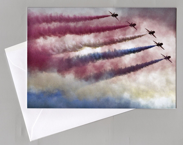  Folded card 7&#039;&#039;x 5&#039;&#039; :  Red Arrows over Goodwood