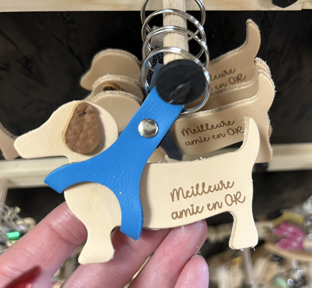 Porte clés Teckel en cuir