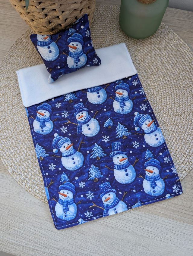 Parure de lit pour lutin farceur "bonhommes de neige bleu"