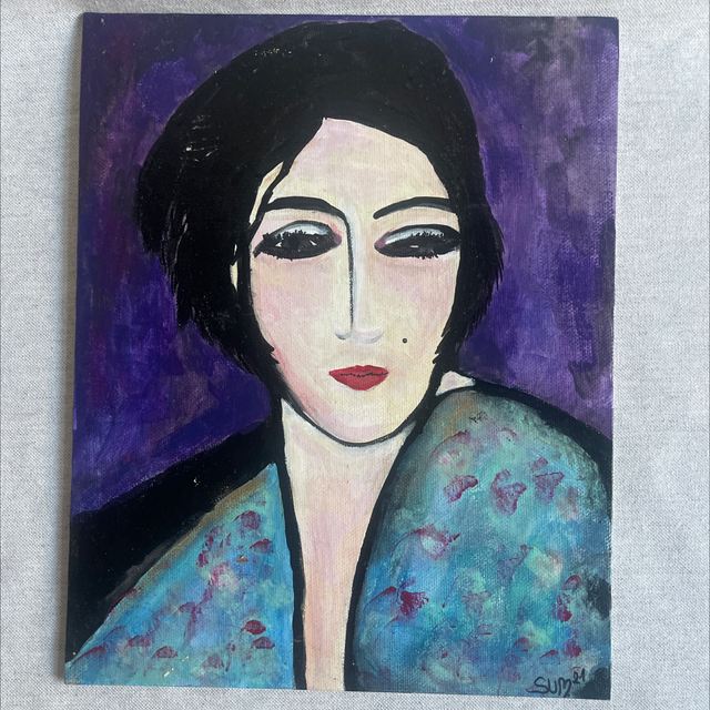 Portrait Kunstwerk Acryl auf Leinwand signiert