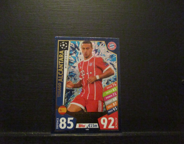 Thiago Alcantara - UEFA Champions League Match Attax 2017/18 Original Trading Card #400