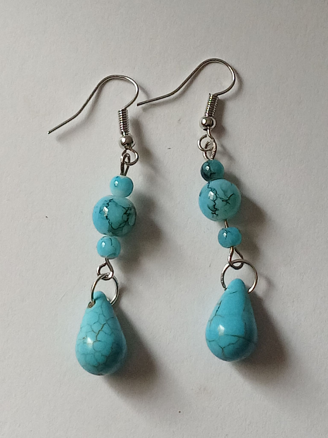 boucles d’oreilles turquoise, perles turquoise naturelles
