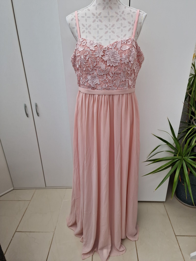Robe Demoiselle D'Honneur Rose Dentelles Taille 44