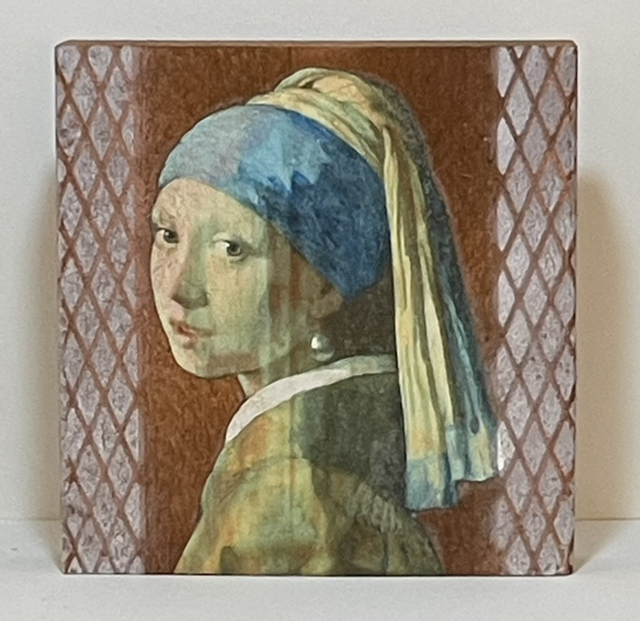 Holzblock Mädchen mit dem Perlenohrring braun/beige - Jane Framer 