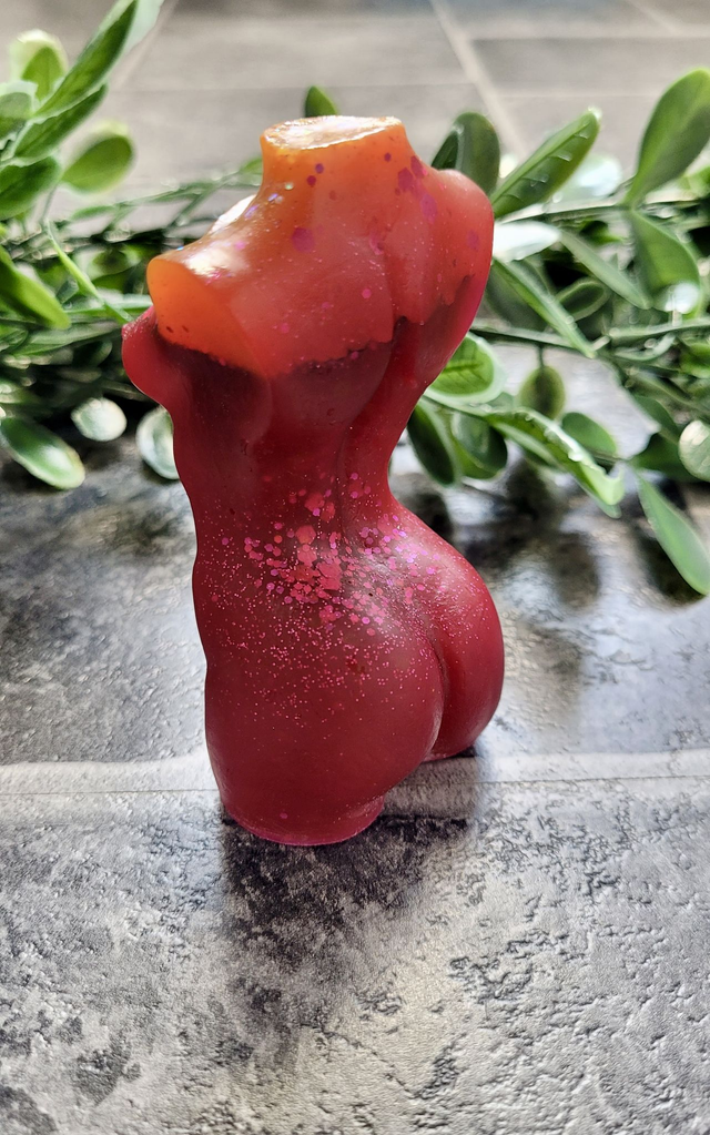 Female Body Ornament - Orange and Red Glitter
