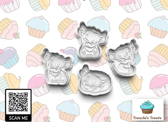 Highland Cows Fondant/cookie stamps with cutters