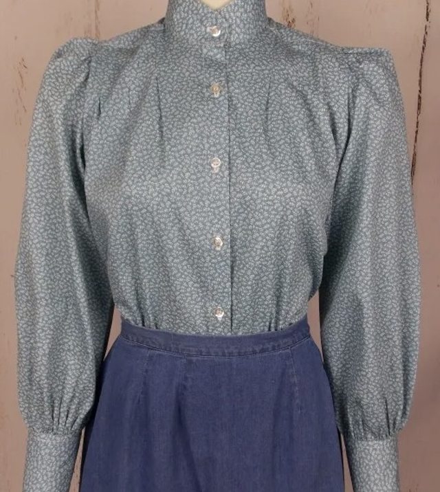 Wichitaw blue leaf print blouse