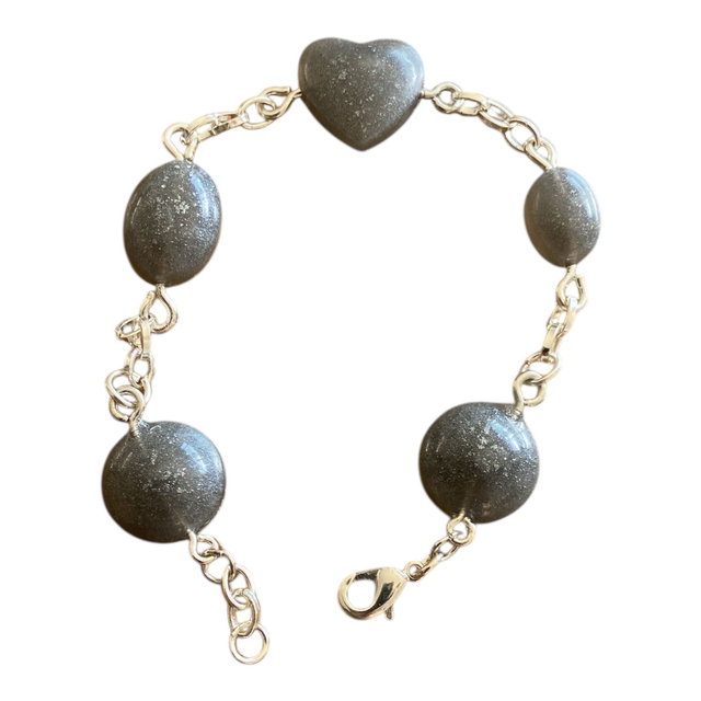 Bracelet  en résine artisanal gris       