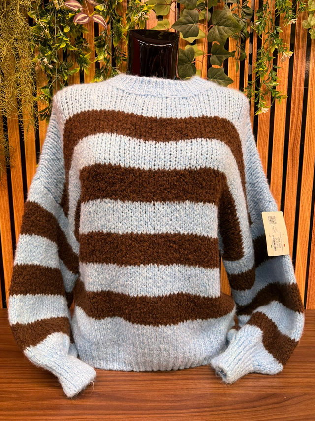 Trui Bibi - Licht blauw/bruin