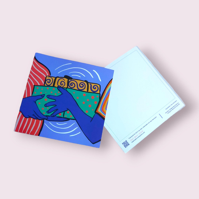 Postkarte. Quadratisch. "Geschenk"