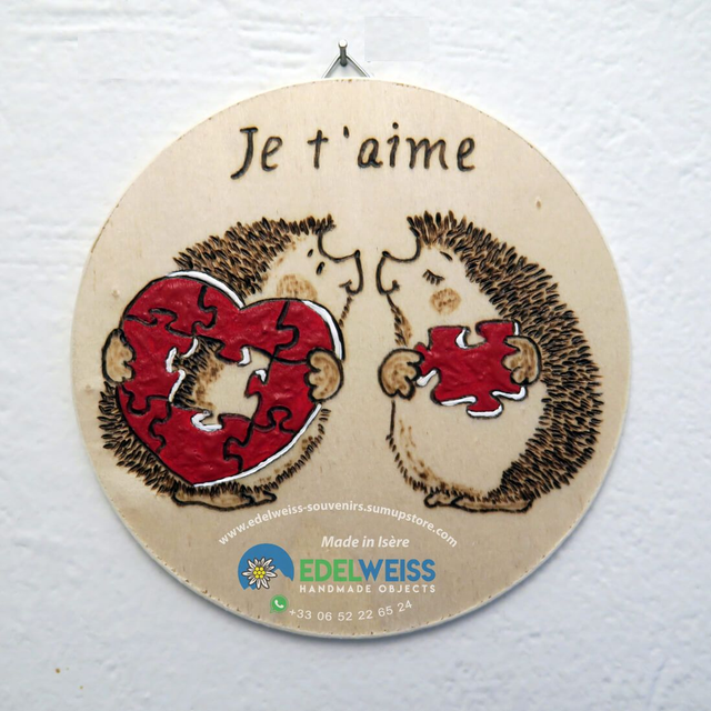 Hérissons avec cœur de puzzle - je t'aime