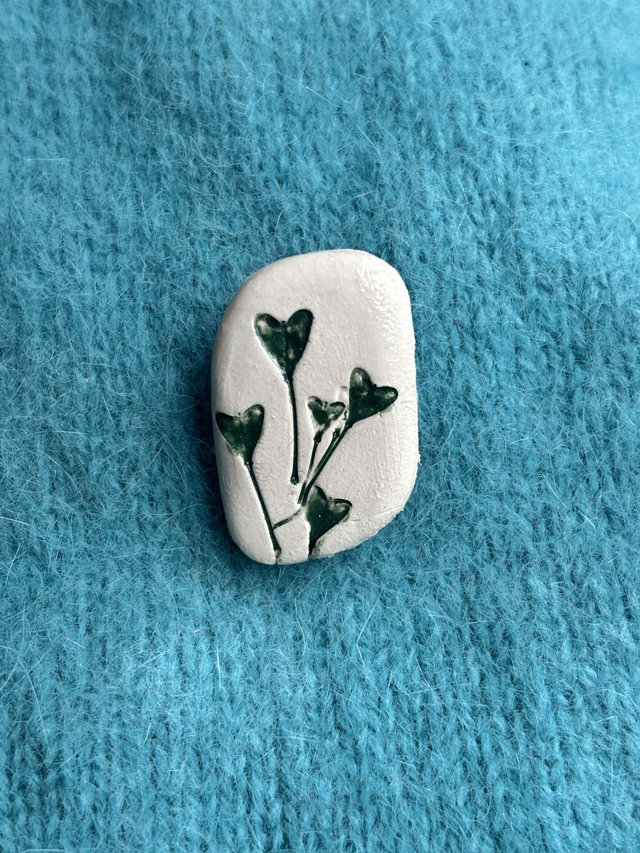 Botanical imprint Ceramic Brooch #4
