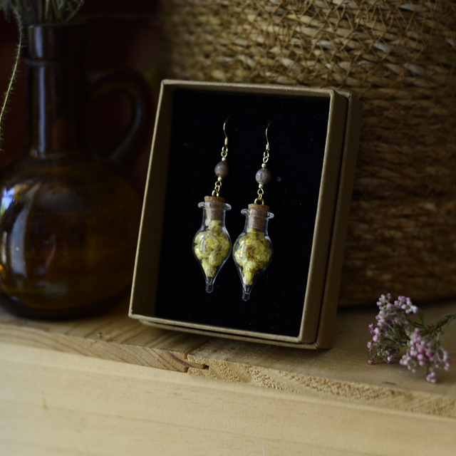 boucles d’oreilles fioles hélichryse 