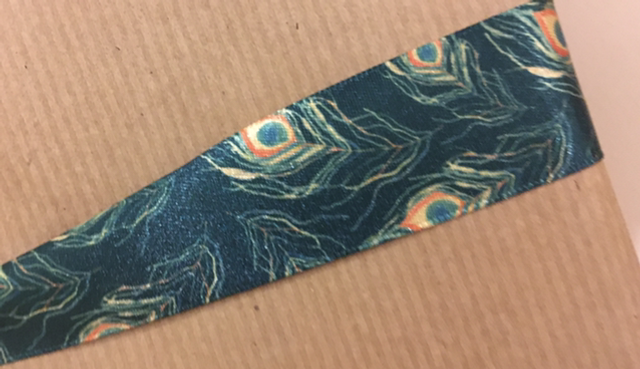 Gift Wrap Ribbon Peacock feather pattern (Price per metre) 