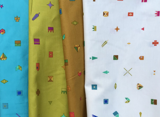 Alison Glass Fabric Half Metre white and long quarter of other three