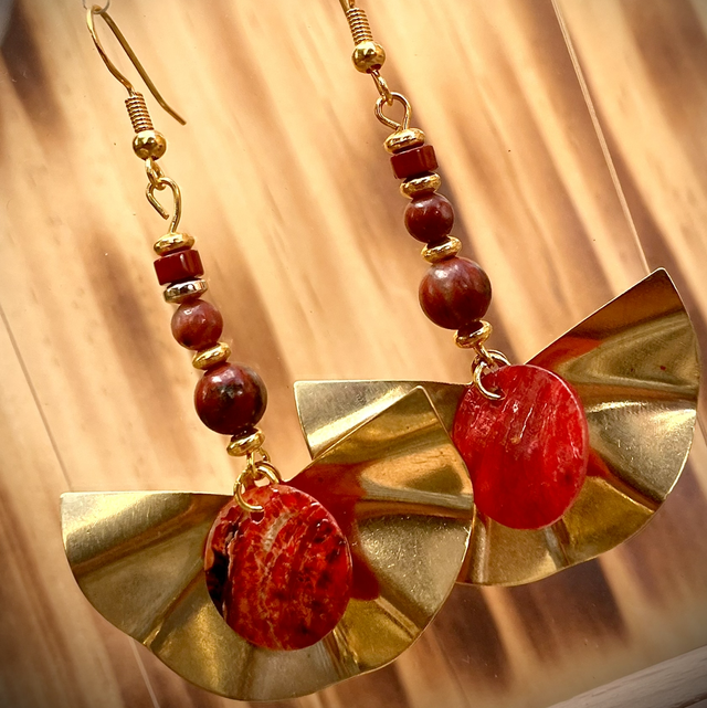 Boucles Bali Jaspe Rouge