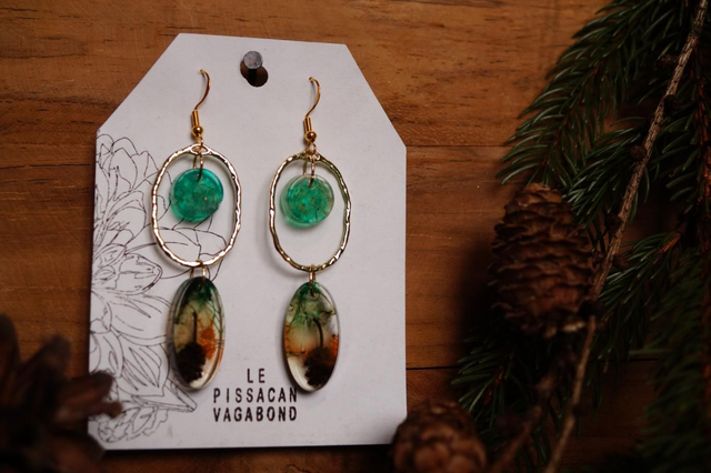 Boucles d'oreilles - Les givrées - Vert foncé