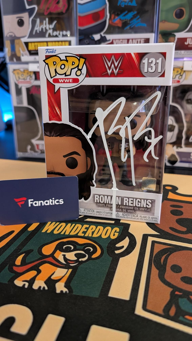 Funko Pop WWE Roman Reigns Signed with Fanatics COA 