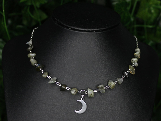 Mond - Labradorit - Splitterkette silber [C0007] 