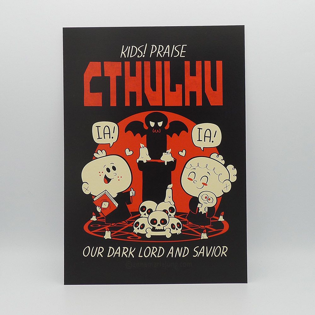 SIGNED A4 Art Print - Praise Cthulhu - Lovecraft, Cthulhu, Bücher