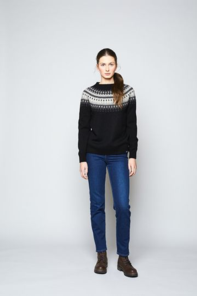 Varde Roundneck Genser Black/Grey - Ladies