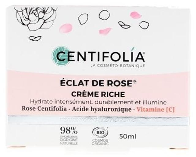 Creme Riche - Eclat De Rose - 50ml / Centifolia - Pour une peau intensément hydratée et un teint lumineux