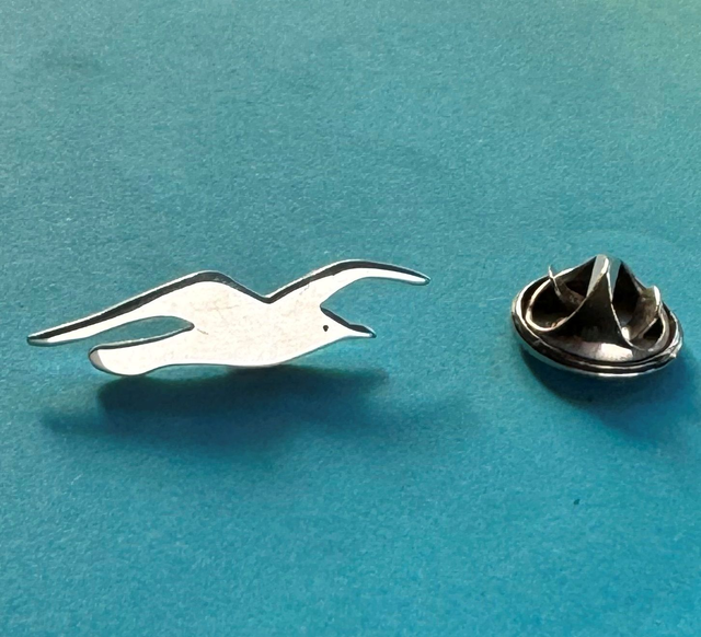 Brighton and hove Albion seagull  pin badge  handmade Sterling silver