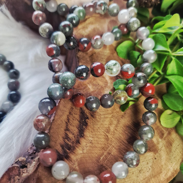 African bloodstone 8mm beaded bracelet 