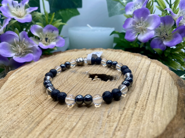 Bracelet ancrage (pierre de lave / hématite / Cristal de Roche ) 