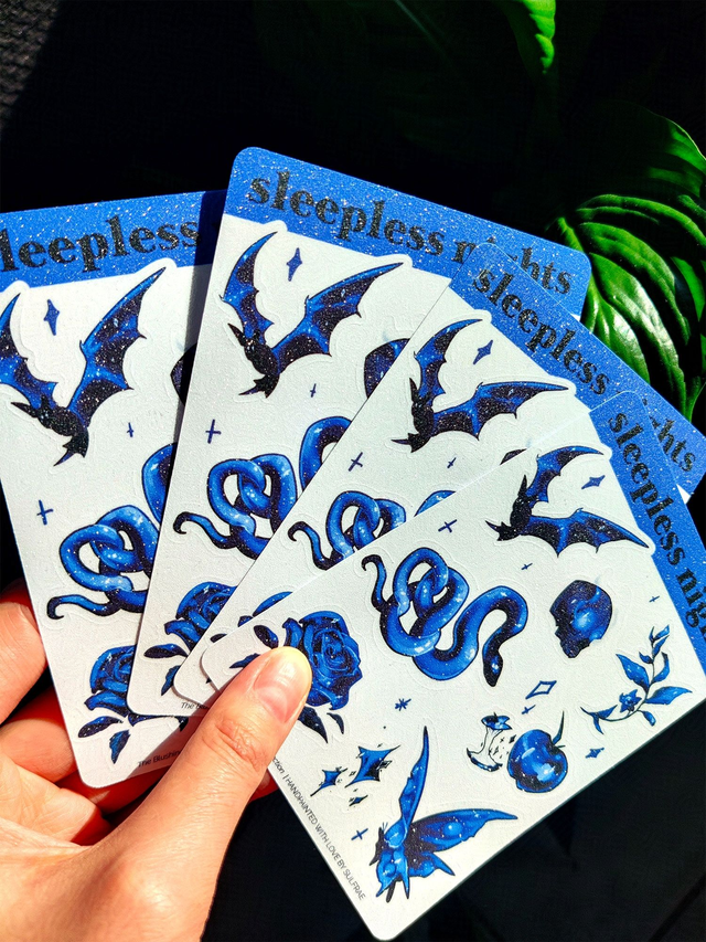 Sleepless Night Glitter Tiny Sticker Sheet