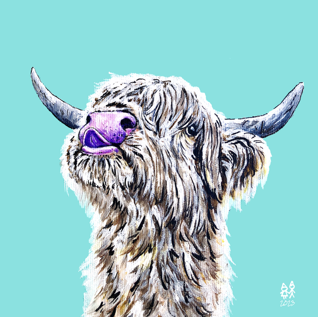 X4 Prints - Eilidh the Highland Coo 8"x8" (£7.50 per unit)