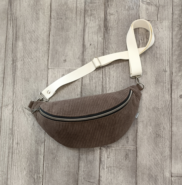 Sac banane &quot;classique&quot; velours côtelé couleurs neutres