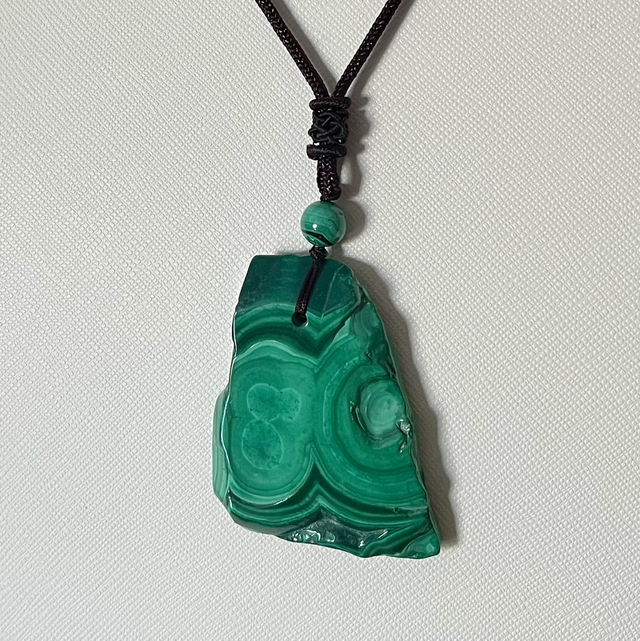 Pendentif en Tranche de Malachite 