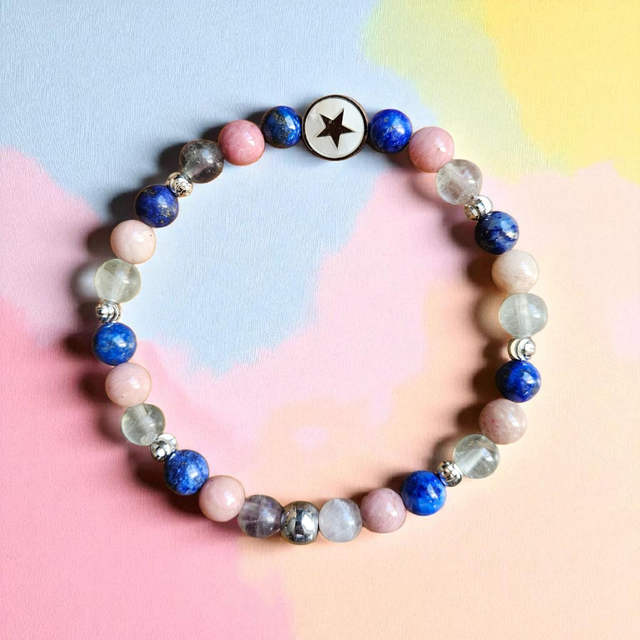 Bracelet Femme  "Guérison émotionnelle" : Fluorite, Lapis-lazuli &amp; Rhodonite