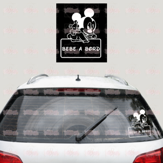 Sticker Arrière (Bébé à bord Baby Mickey)