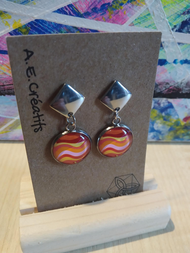 Boucles D&#039;oreilles Cabochons Couleurs Forme 