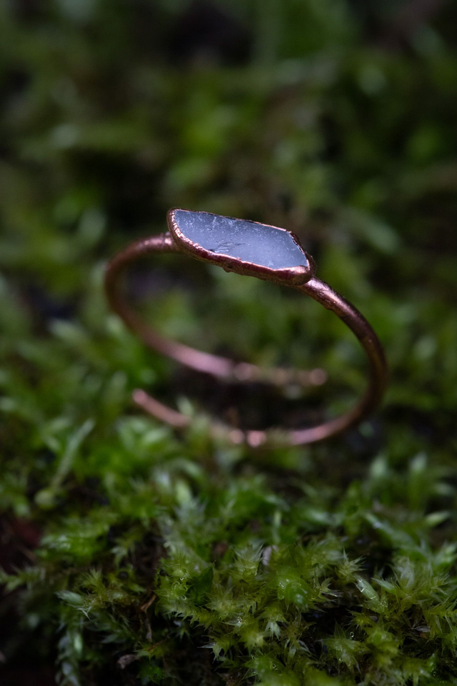 Bague verre de mer blanc