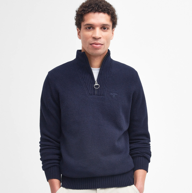 Barbour Essential Lambswool Half Zip Navy