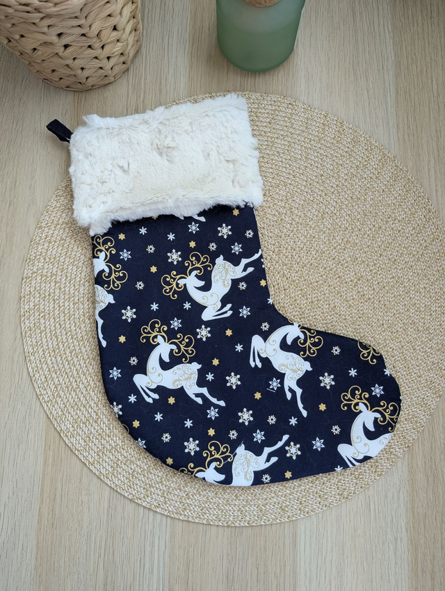 Chaussette de Noël cerfs blancs personnalisable 