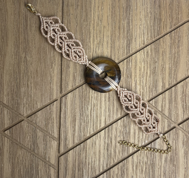 Bracelet macramé donut's - Œil de tigre