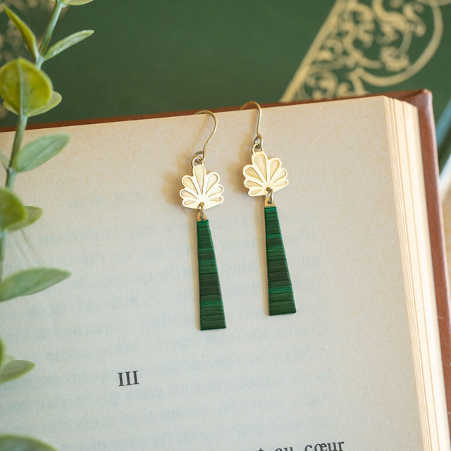 Boucles d'oreilles Calyx - Doré, vert