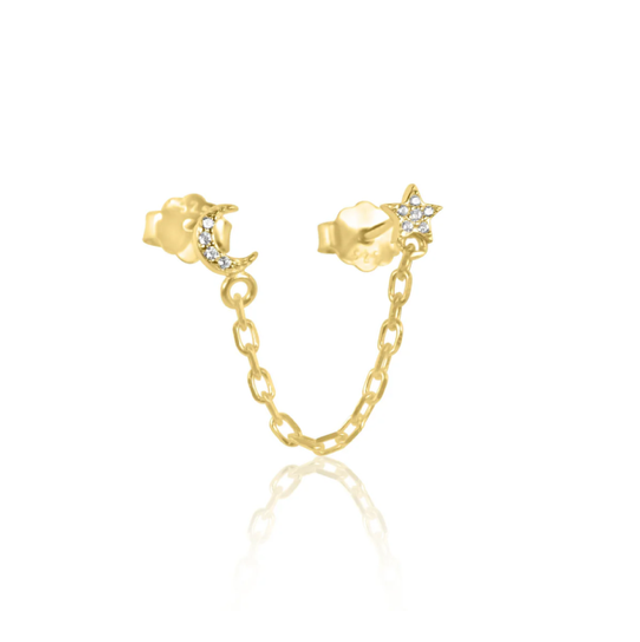 ECLIPSE Star &amp; Moon Chain Stud