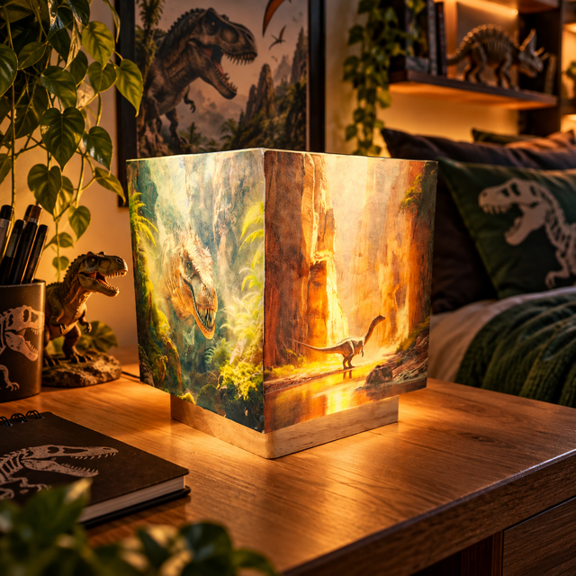 Lampe d'ambiance en cire 12x12cm- "Dinosaures 2"