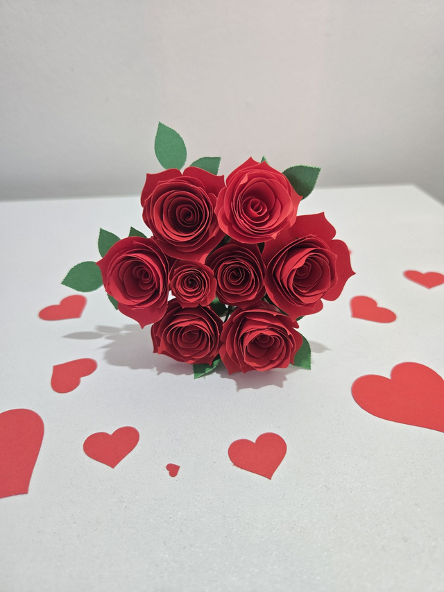 Bouquet de Roses Rouges en Papier – Décoration Romantique Durable