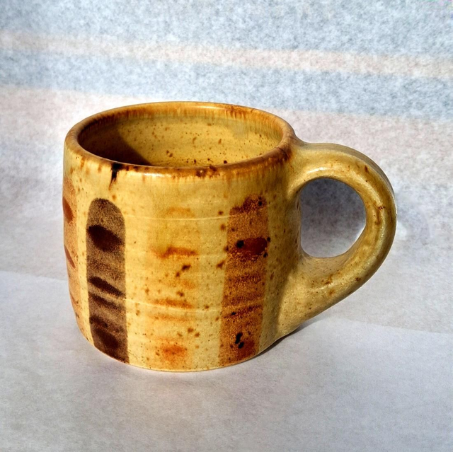 Striped oatmeal mug