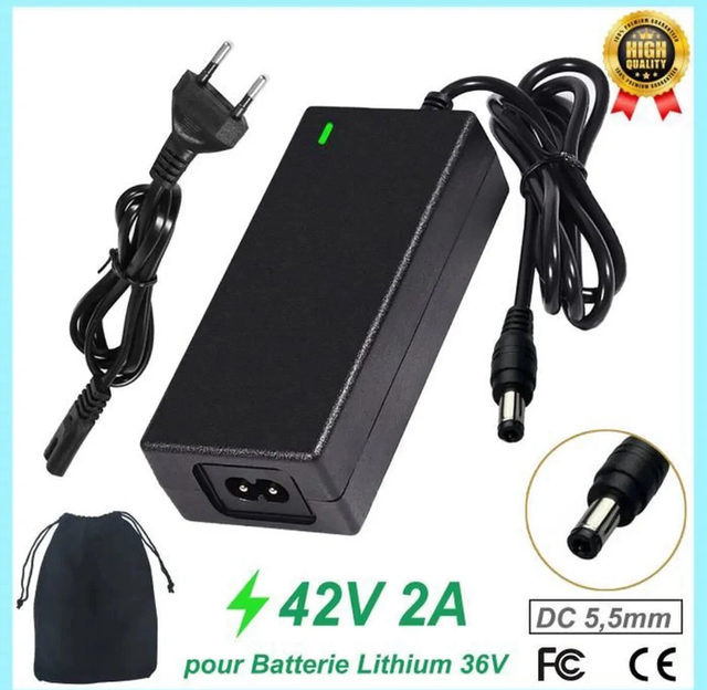 Chargeur Batterie trottinette Vélo electrique 42V Adaptateur Universel + Sac Ran