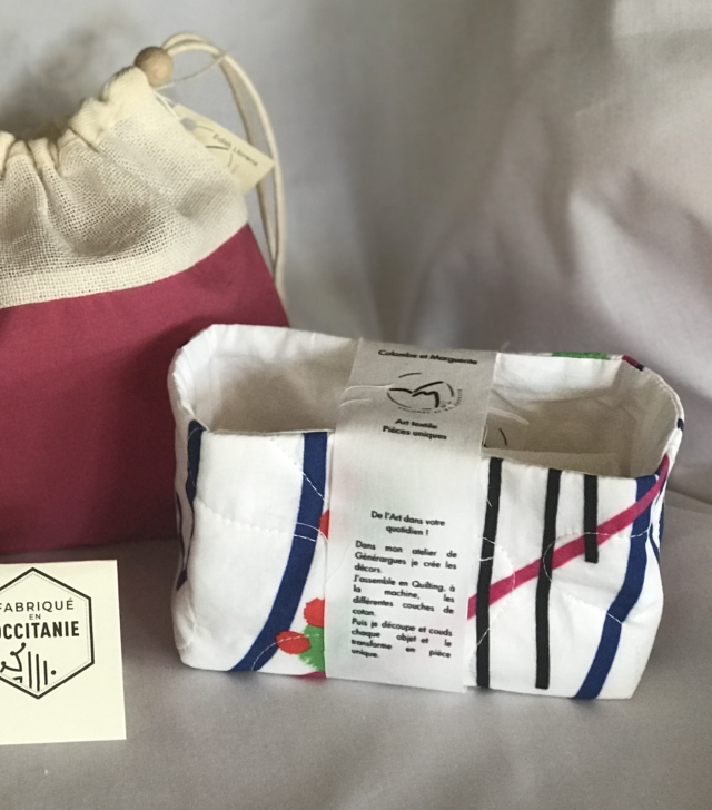 Panier avec 5 lingettes - motifs exclusifs - coton bio français - démaquillage ou soin de bébé 