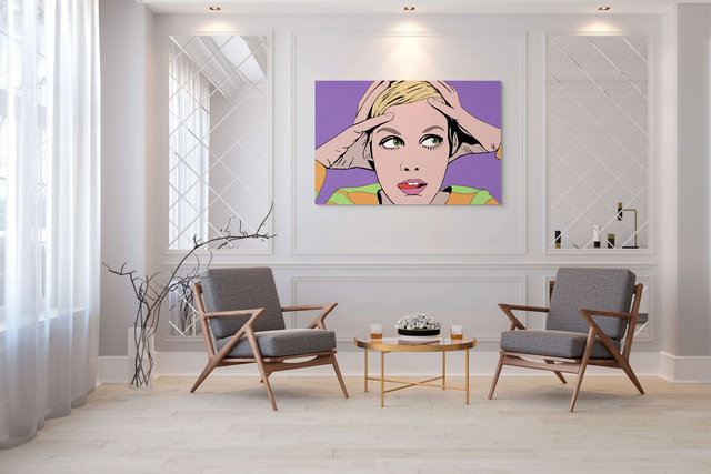 Canvas Wall Art, Supermodel Twiggy, Large Scale Graphical Colourful Artwork, Four Sizes, Part 2 of a Set of 3
